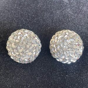 Vintage 1960’s Silver Sequin Disc Clip-On Earrings